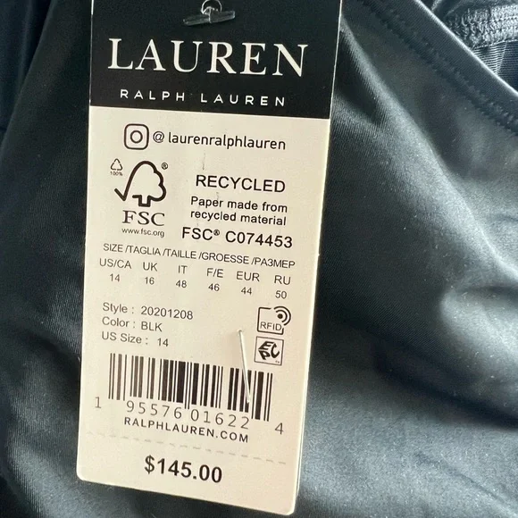 Lauren Ralph Lauren Plus Size Halter-Neck One Piece Swimsuit Size 14